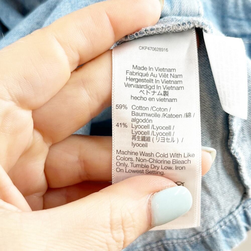 Madewell Denim Short Puff Sleeve Button Up Margie Mini Dress Bevy Wash Blue 12 - Picture 7 of 7
